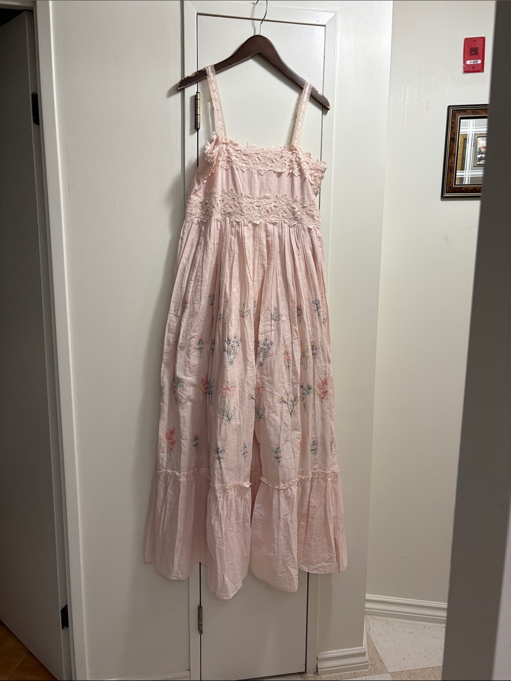 Caroline Constas Pink Floral Sundress with Lace Trim